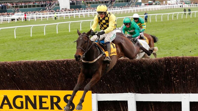 Al Boum Photo ridden by Paul Townend on the way to winning the  Magners Cheltenham Gold Cup. Photograph: Eddie Keogh/Reuters