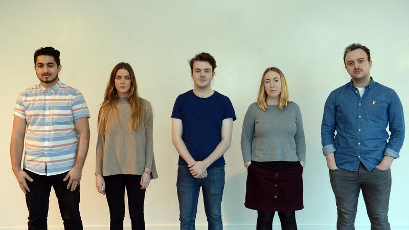Speaking out: Ali Ayden (22), Ciara Walsh (26), TJ Butler (23), Tess Brady (27) and Shane Byrne (28) on life for twentysomethings in modern Ireland. Photograph: Eric Luke