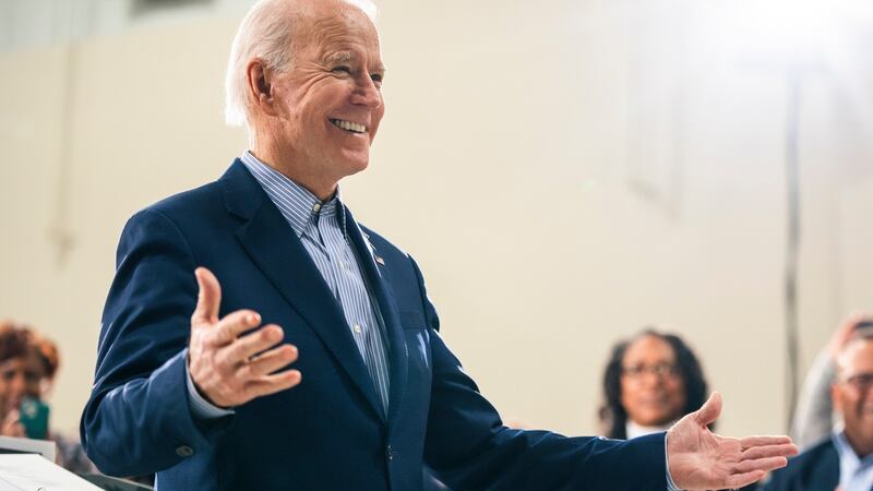 Democratic candidate for US president Joe Biden campaigns at the Mt Zion Enrichment Center in Sumter, South Carolina in February. Photograph: Jim Lo Scalzo/EPA