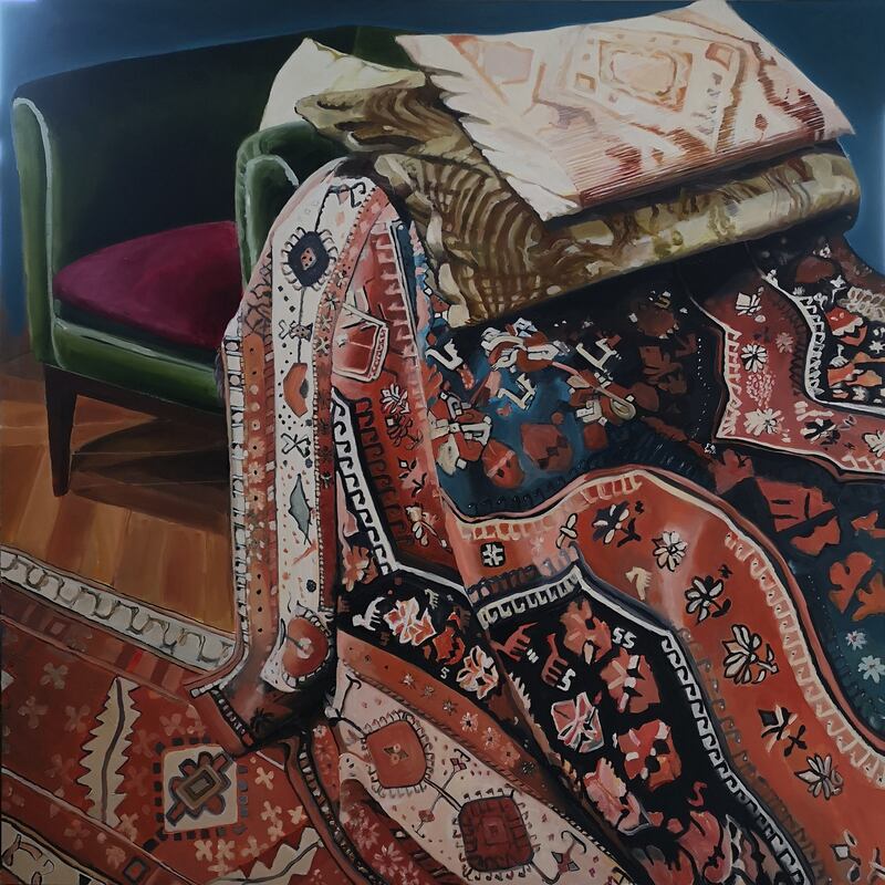 Mary Kelly, He Met Irma at a Party, oil on canvas