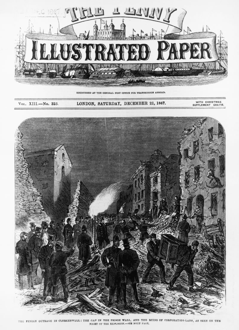 The aftermath of a bombing carried out by Fenian Irish nationalists at Clerkenwell Prison, London, 1867. Twelve people were killed and 126 injured. Photograph: Hulton Archive/Getty Images