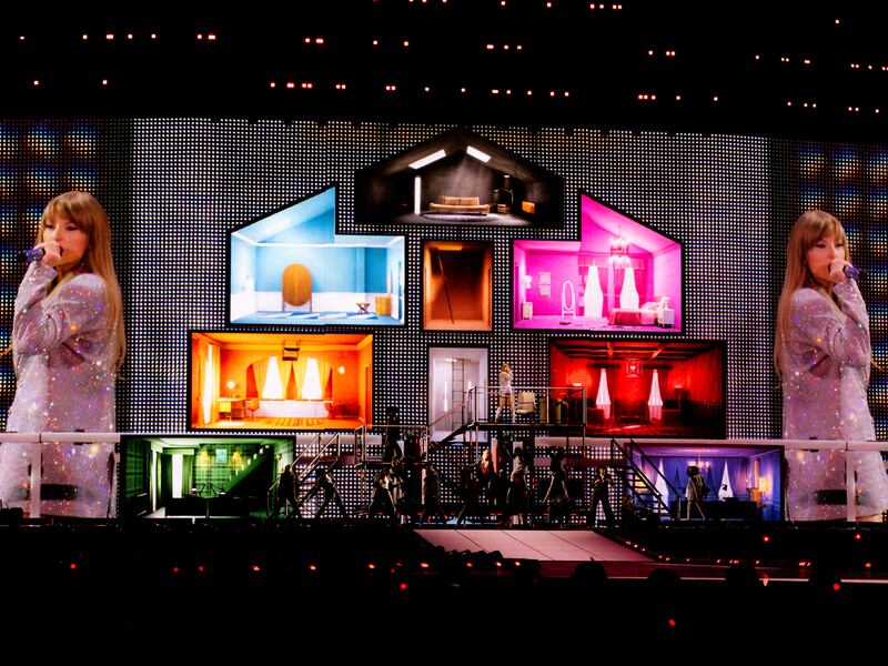 The set list overindexes on the four albums Swift released after her last big tour, supporting Reputation in 2018. Photograph: Cassidy Araiza/The New York Times
                      