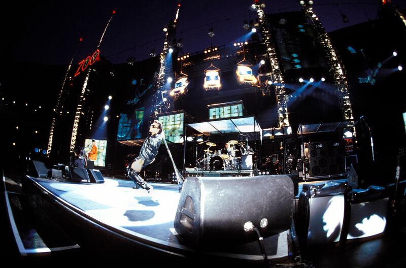 Zoo TV: U2 at Wembley Stadium, in London, in 1993. Photograph: Mick Hutson/Redferns/Getty