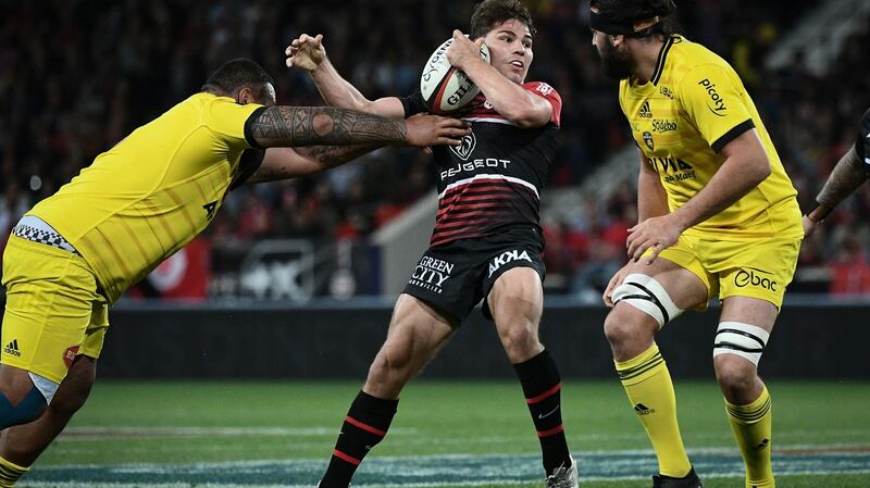 Toulouse’s centr-pairing can certainly be got at but they will never be out of a game with Antoine Dupont in their ranks. Photograph: Valentine Chapuis/AFP