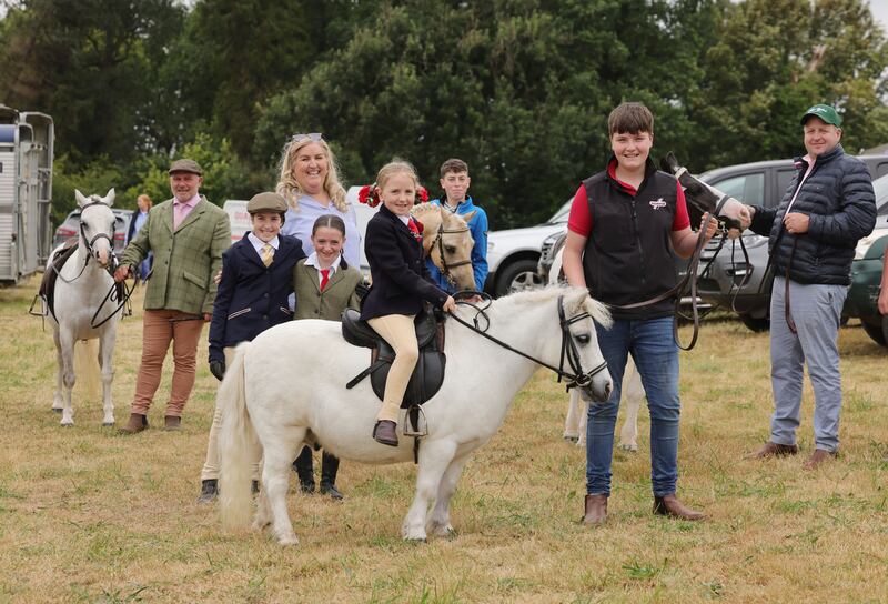 Members of the Nannery, Lynch, Smith and Armstrong families, from Granard, Co Longford and Ballyjamesduff, Co Cavan, ready to compete at the show. Photograph: Alan Betson/The Irish Times

