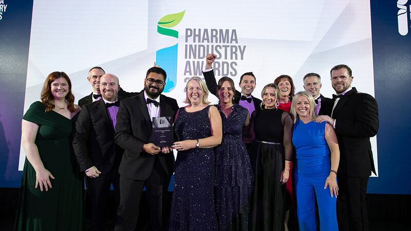 Anuj Kale, Technical Sales Lead, Actylis Limerick, presents the Pharma Company of the Year – Large award to the MSD Ireland team.