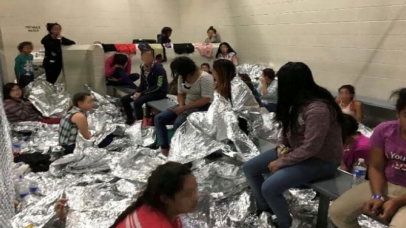 An overcrowded area holding families at a Border Patrol Centralized Processing Center is seen in a still image from video in McAllen, Texas on June 11th. Photograph: Reuters