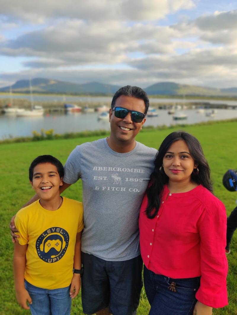 Parul Aggrawal with husband Vivek Srivastava and son Vivaan