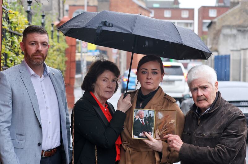 The family of Gary Crowley - brother Christopher, mother Anne, sister Claire and father Gus - at Dublin District Coroner's Court on Wednesday. Photograph: Colin Keegan/Collins