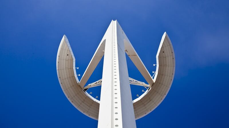 The Montjuic Communications Tower, also known as the Torre Telefonic. Photograph: Margarethe Wichert/Getty Images