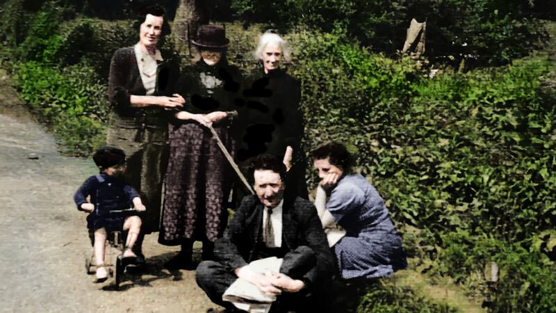 My grandfather Arthur Pat, my grandmother Elizabeth, back left, and neighbours in Lawrencetown.