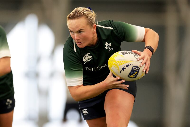 
Vikki Wall was one of 19 players chasing the 12 spots in the Rugby Women's Seven’s Squad for Paris 2024. Photograph: Laszlo Geczo/Inpho