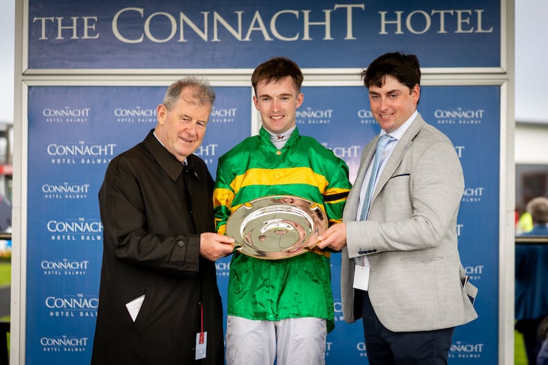 Owner JP McManus, jockey Alan O’Sullivan and trainer Emet Mullins after winning with Filey Bay. Photograph: Morgan Treacy/Inpho