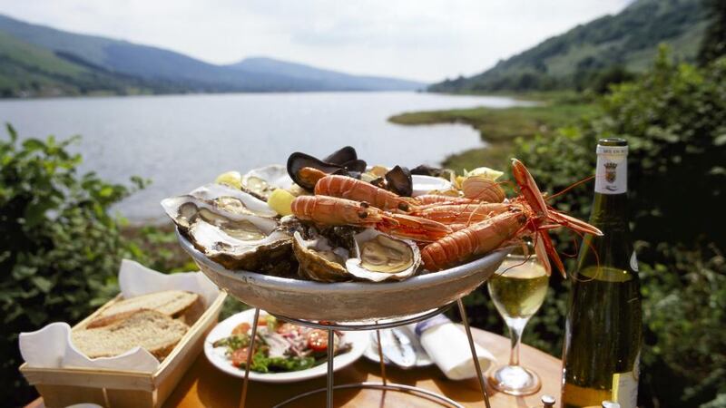 Scottish shellfish platter  at the Loch Fyne Oyster Bar at Cairndow, Argyll. 2015 is the Scottish year of food and drink