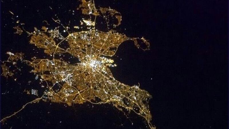 Dublin at night as seen from the International Space Station in spring 2013. Photograph: Chris Hadfield