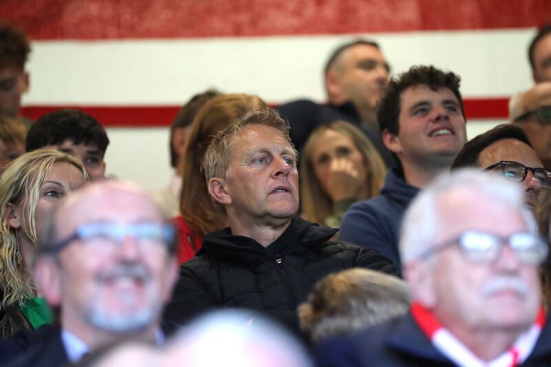 New Republic of Ireland manager Heimir Hallgrímsson watching the game at Tolka Park. Photograph: Bryan Keane/Inpho