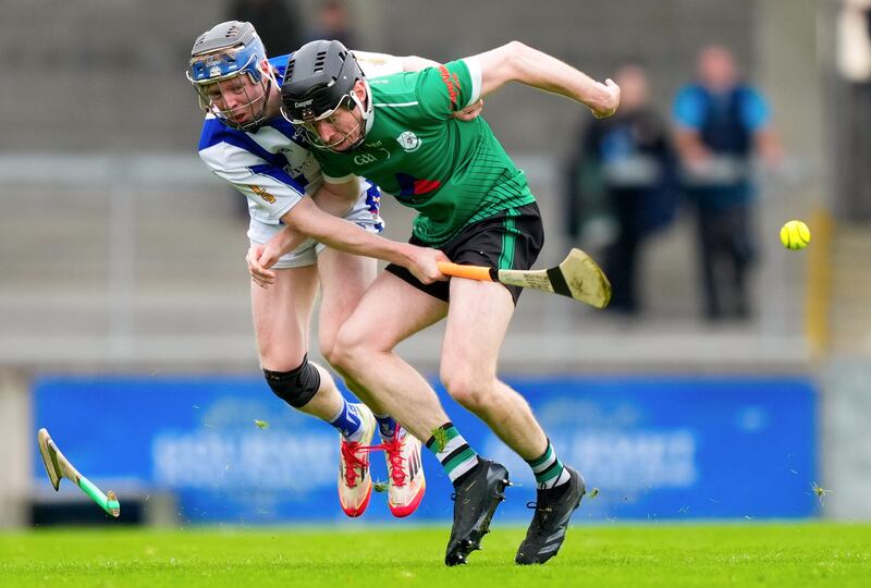 Luke McDwyer of Ballyboden St Endas comes up against Matt McCaffrey of Lucan Sarsfields. Photograph: James Lawlor/Inpho