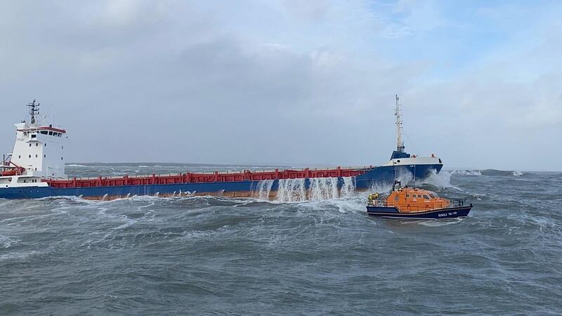 The RNLI lifeboat from Kilmore Quay during the rescue. Photograph: Dunmore East RNLI lifeboat