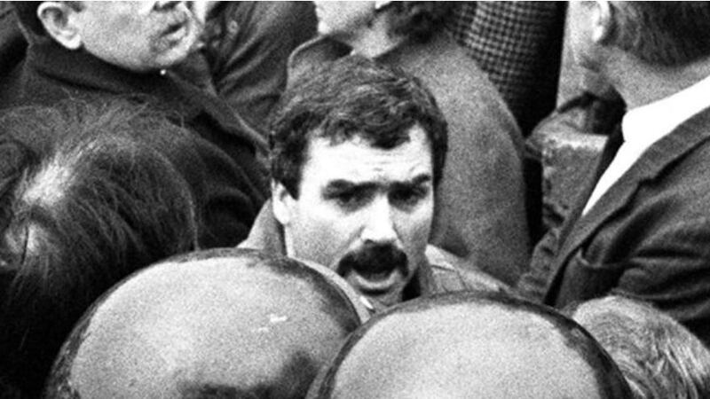 Freddie Scappaticci at the 1987 funeral of IRA man Larry Marley. Photograph: Pacemaker