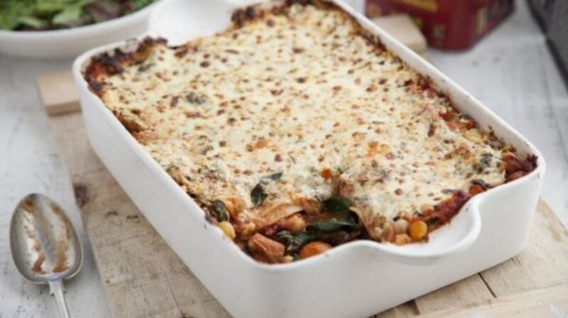 Spinach, Mediterranean vegetable, chickpea and smoked paprika lasagne