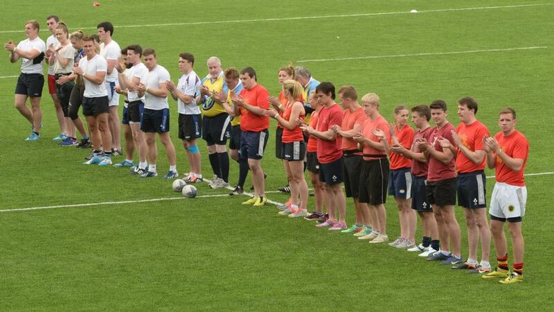 The finalists at the Aoife Beary fundraiser at Wesley Club - the D4 Dazzlers and Tagless in Seattle. The match was won by the D4 Dazzlers. Photograph: Cyril Byrne/The Irish Times