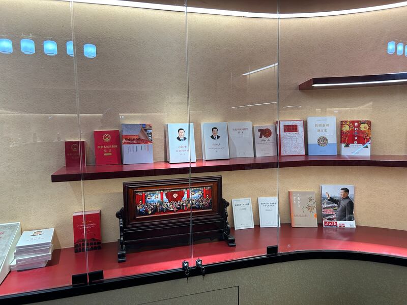 Books by Xi Jinping on display at Shaanxi Grand Mosque, Urumqi. Photograph: Denis Staunton 