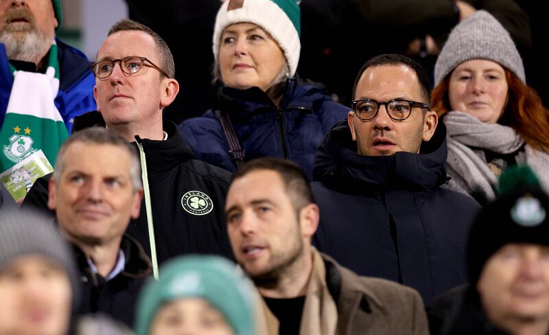 FAI CEO David Courell and chief football officer Marc Canham. Photograph: Ryan Byrne/Inpho