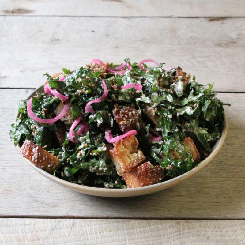 Black kale Caesar salad