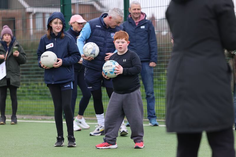 Maggie Gilmore coaching Alex. Photograph: Dara Mac Dónaill