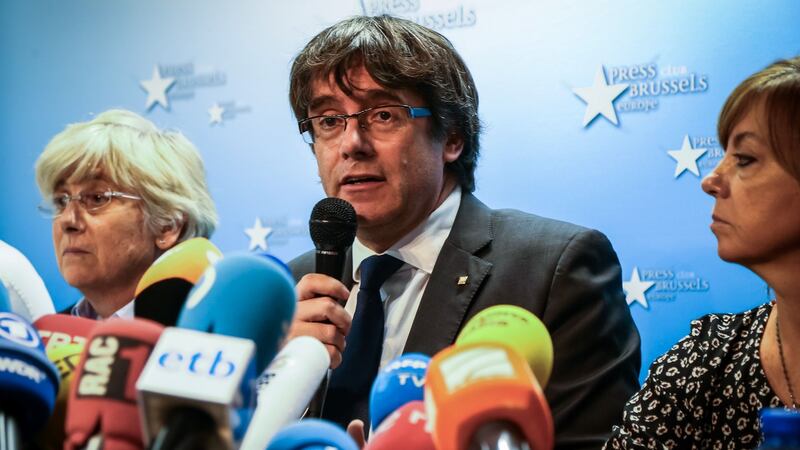 A Belgian judge has granted conditional release to sacked Catalan leader Carles Puigdemont and four of his ministers. Photograph: Aurore Belot/AFP/Getty.