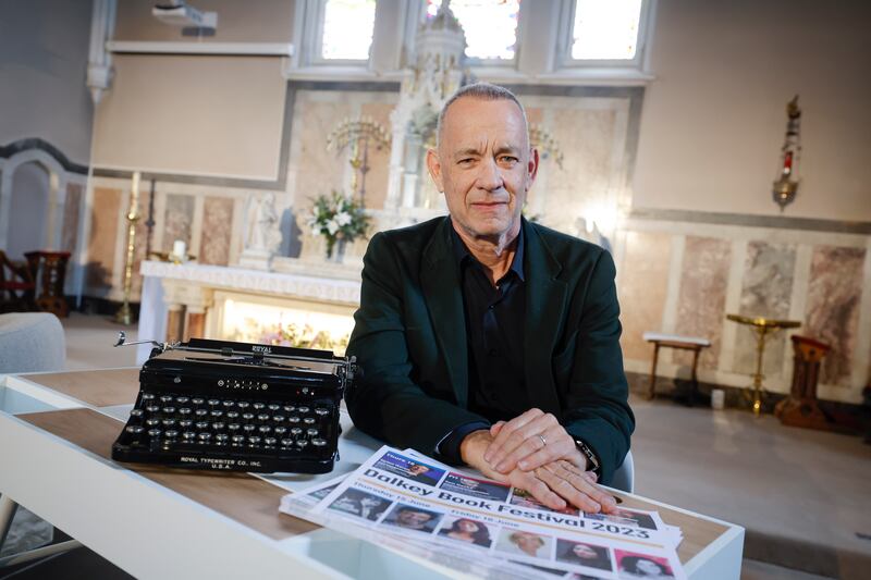 Tom Hanks in The Church of the Assumption as part of the annual Dalkey Book Festival before his talk began. Photograph: Conor McCabe Photography