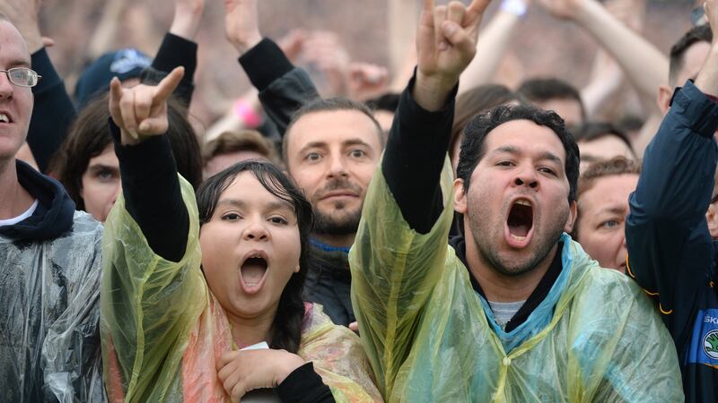 Guns N’ Roses, playing at Slane Castle, Co Meath. Photograph: Dara Mac Dónaill / The Irish Times