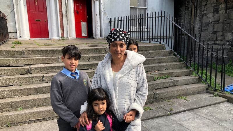 Limonica Serban with her children Ionut and Maria. Photograph: Colm Keena