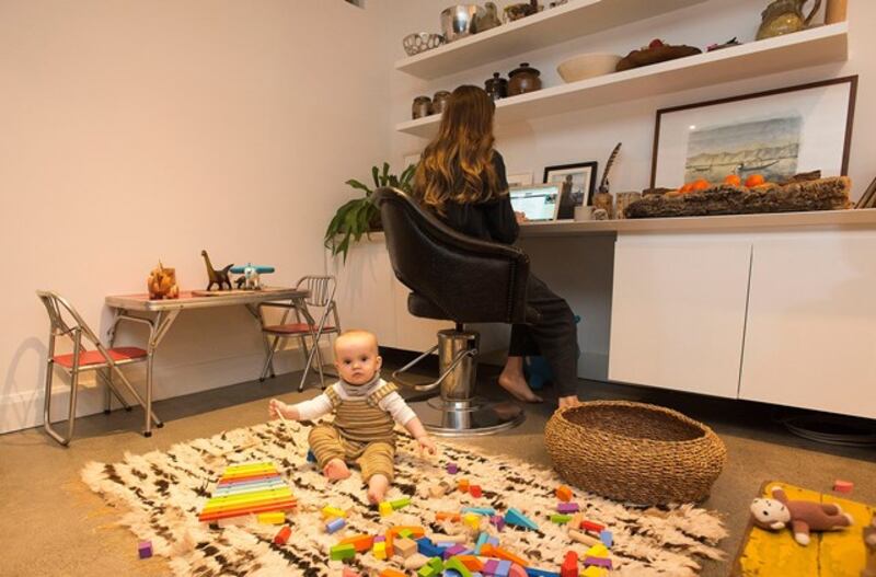 Claire Nolan at work in her office space. Photograph: Dave Meehan