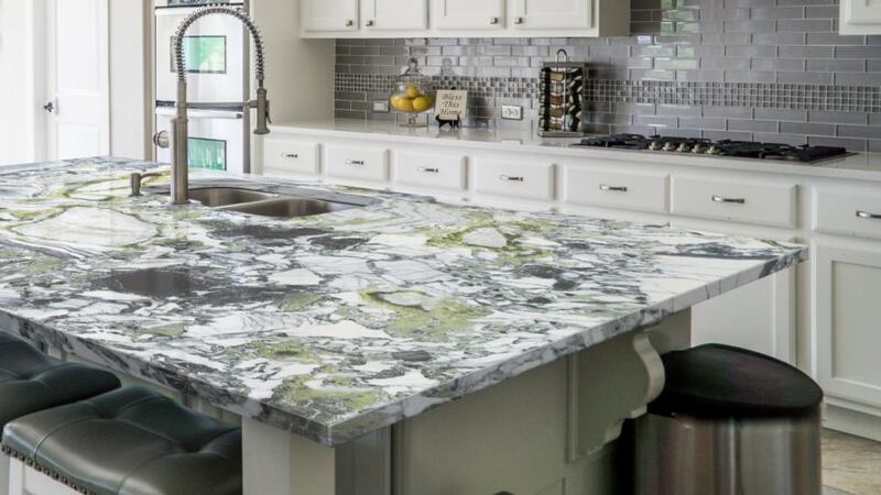 This richly textured Azul Aran is sourced from a quarry near the French border in northern Spain for Cullifords, a London-based stone merchant.