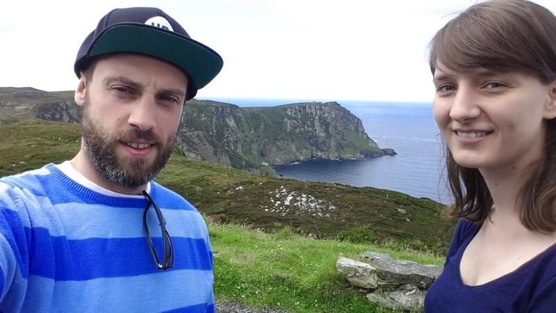Irish abroad: Donal Peoples, who lives in Berlin, with his girlfriend, Marie