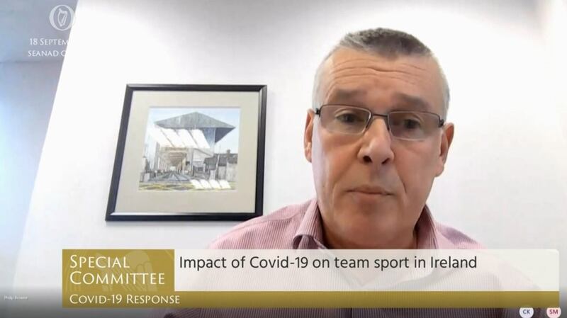 Philip Browne appeared before the Oireachtas Special Committee on Covid-19 Response to outline the IRFU’s severe financial losses for the year. Photograph: PA