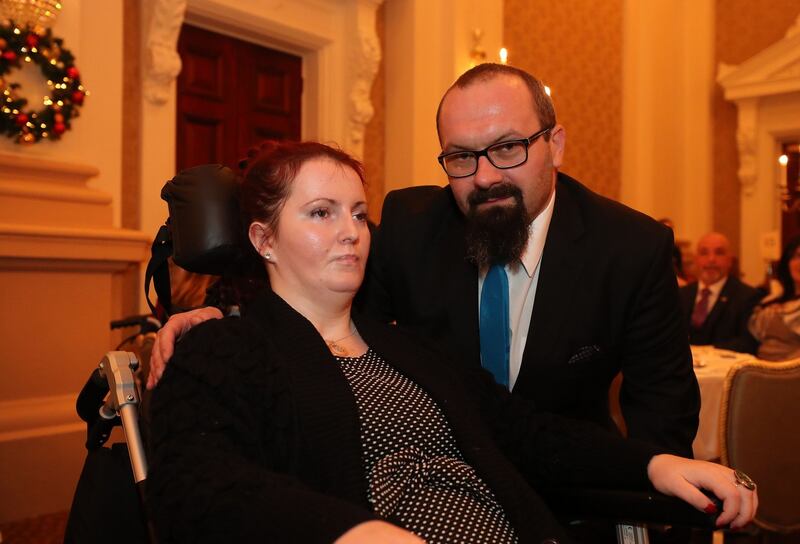 Marcin Filakcares for his wife Ola who suffers from Locked-in Syndrome. Photograph: Nick Bradshaw/The Irish Times