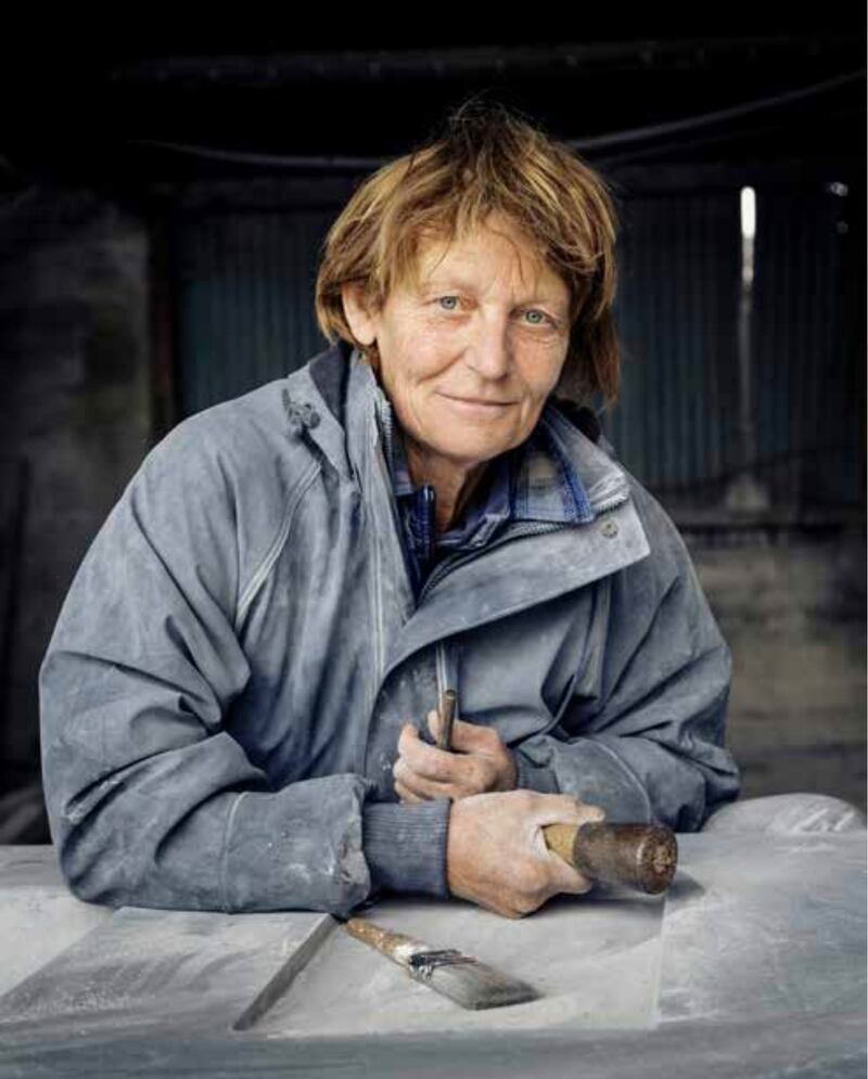 Paul McCarthy’s painting of sculptor Jackie McKenna in McKeon’s Stoneyard.