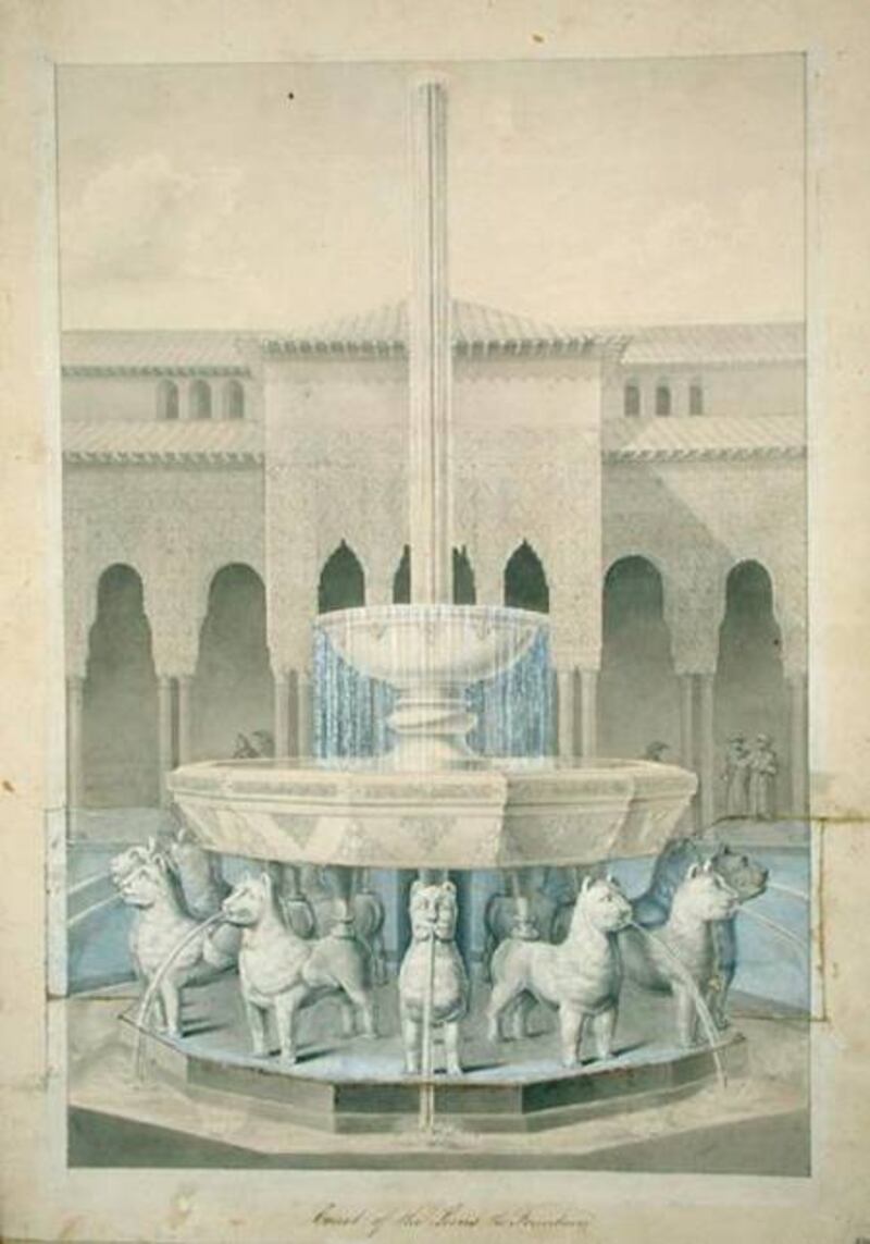 Fountain in the Court of the Lions, Alhambra, from The Arabian Antiquities of Spain by  James Cavanagh Murphy