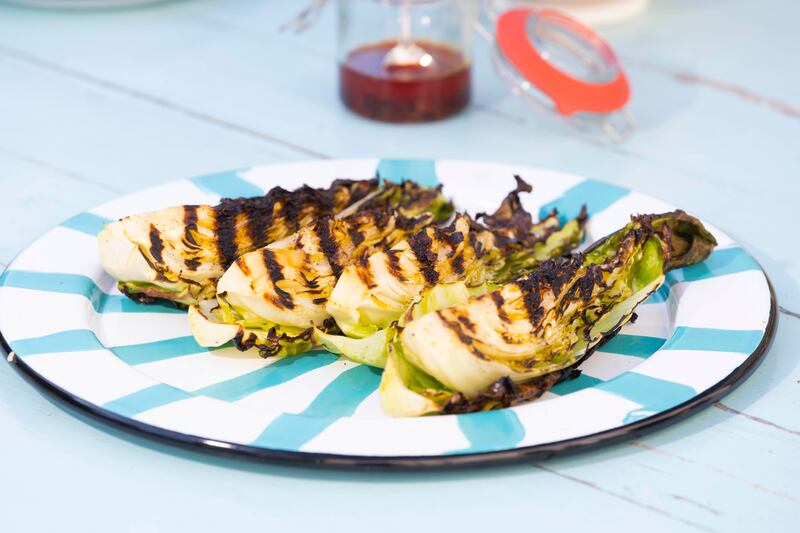 Chargrilled cabbage with harissa molasses. Photograph: Patrick Browne