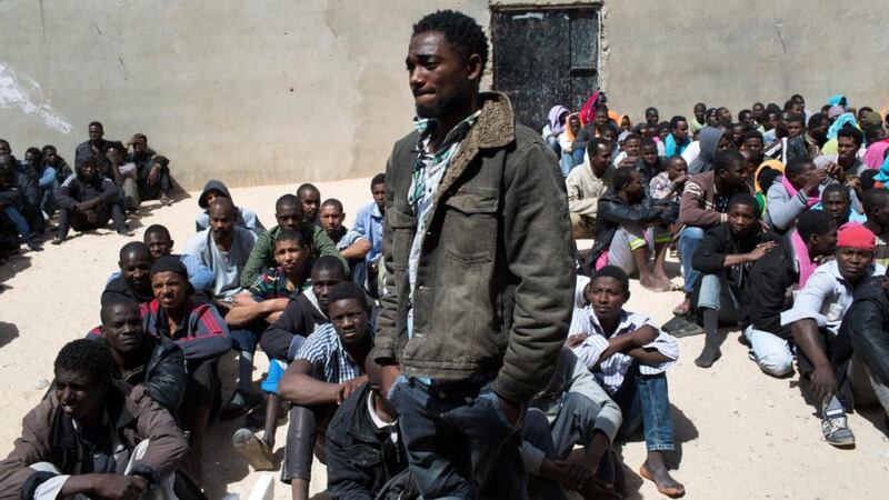Young migrants at a detention centre in Zawiyah, Libya. The multiplying tales of death at sea have done nothing to diminish the demand for crossings. The western end of the Libyan coast is just 290 miles from the Italian island of Lampedusa. Photograph: Tyler Hicks/New York Times