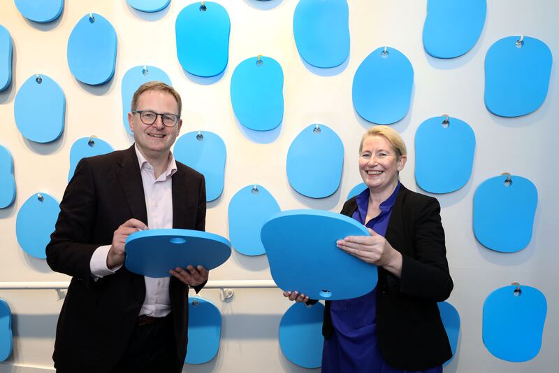 Michael Jackson, managing partner, Matheson LLP, and Annie Fletcher, director, Imma (Irish Museum of Modern Art) at The Matheson Creativity Hub in Memory of Tim Scanlon. Photograph: Justin Mac Innes