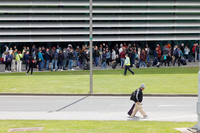 People que outside the departures area of Terminal 2 at Dublin Airport on May 29th. Photograph: Alan Betson/The Irish Times

