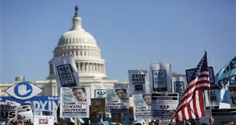 Protesters marched on Washington over US spying revelations. Photograph: Reuters