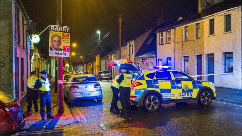 Gardaí on Bandon Road, Cork city where a young man was fatally stabbed. Photograph: Daragh Mc Sweeney/Provision
