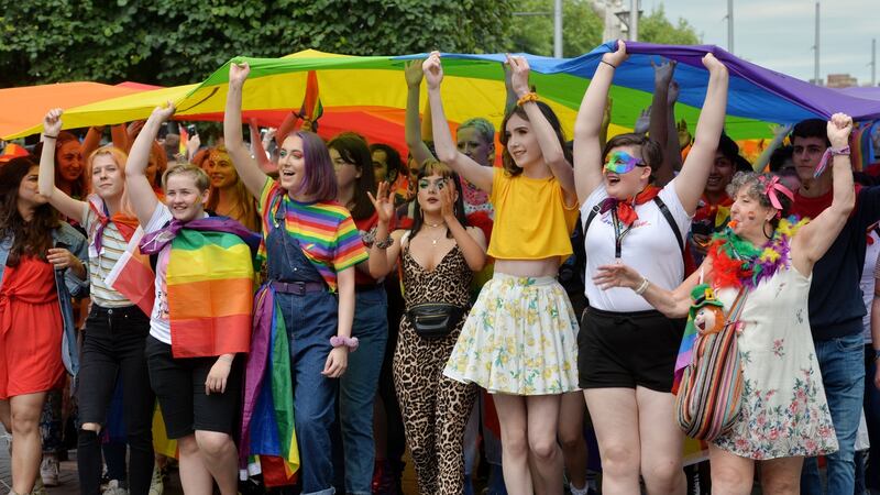 Participants in Saturday’s  Dublin Pride Parade. Photograph: Alan Betson/The Irish Times.