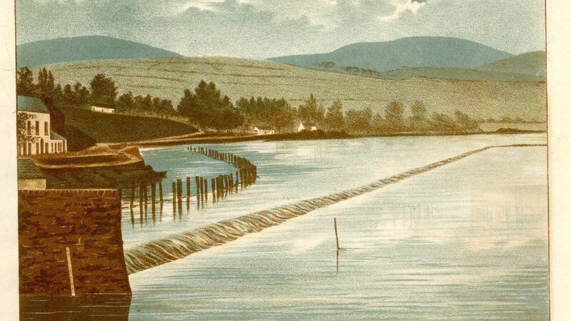 “The Weir Mound at Killaloe during the Flood of September 1879”.