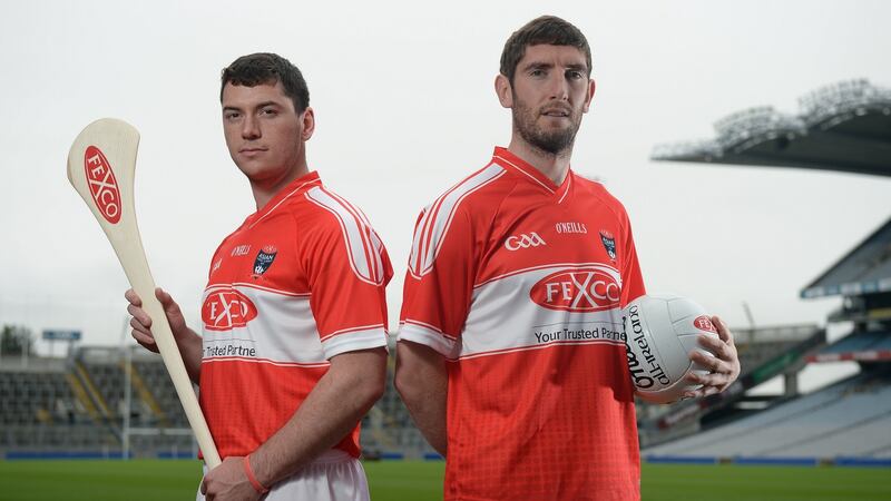 Tipperary’s John O’Dwyer and  Kerry’s Killian Young, in Croke Park yesterday at the launch  of the 21st Annual Asian Gaelic Games,  sponsored by Fexco.  Photo: Cody Glenn/Sportsfile