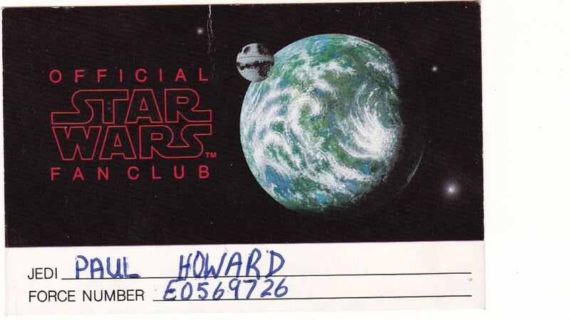 Paul Howard’s fan club membership card